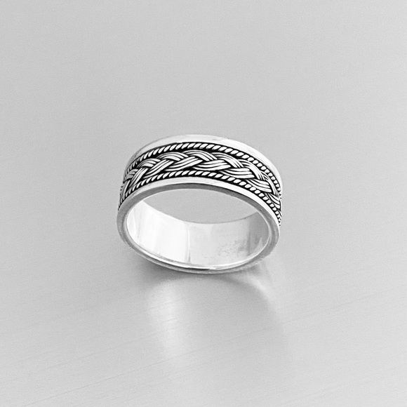 Sterling Silver Unisex Braided Band, Wedding Banbs, Silver Ring, Braid Rings - Picture 5 of 8